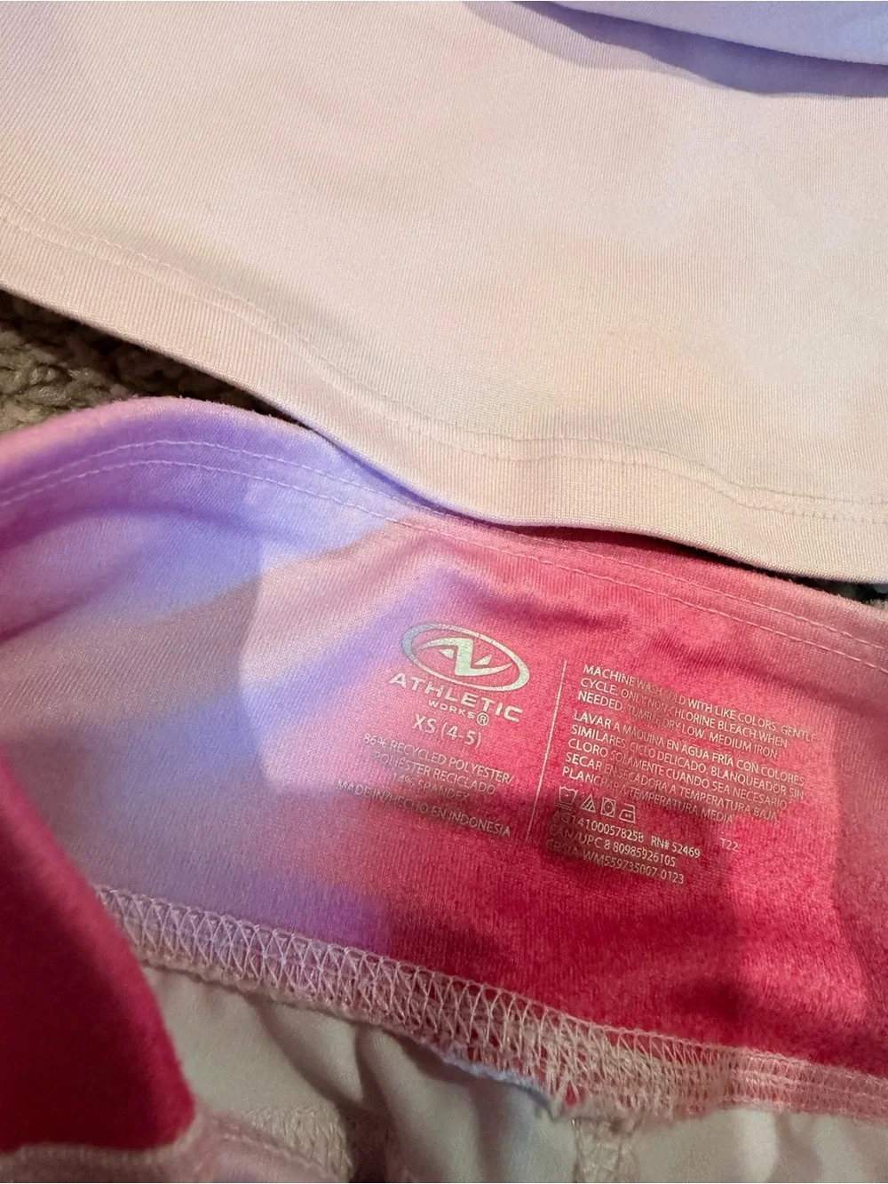 Athletic Works White Tank and Pink Tie-Dye Bike Shorts Set